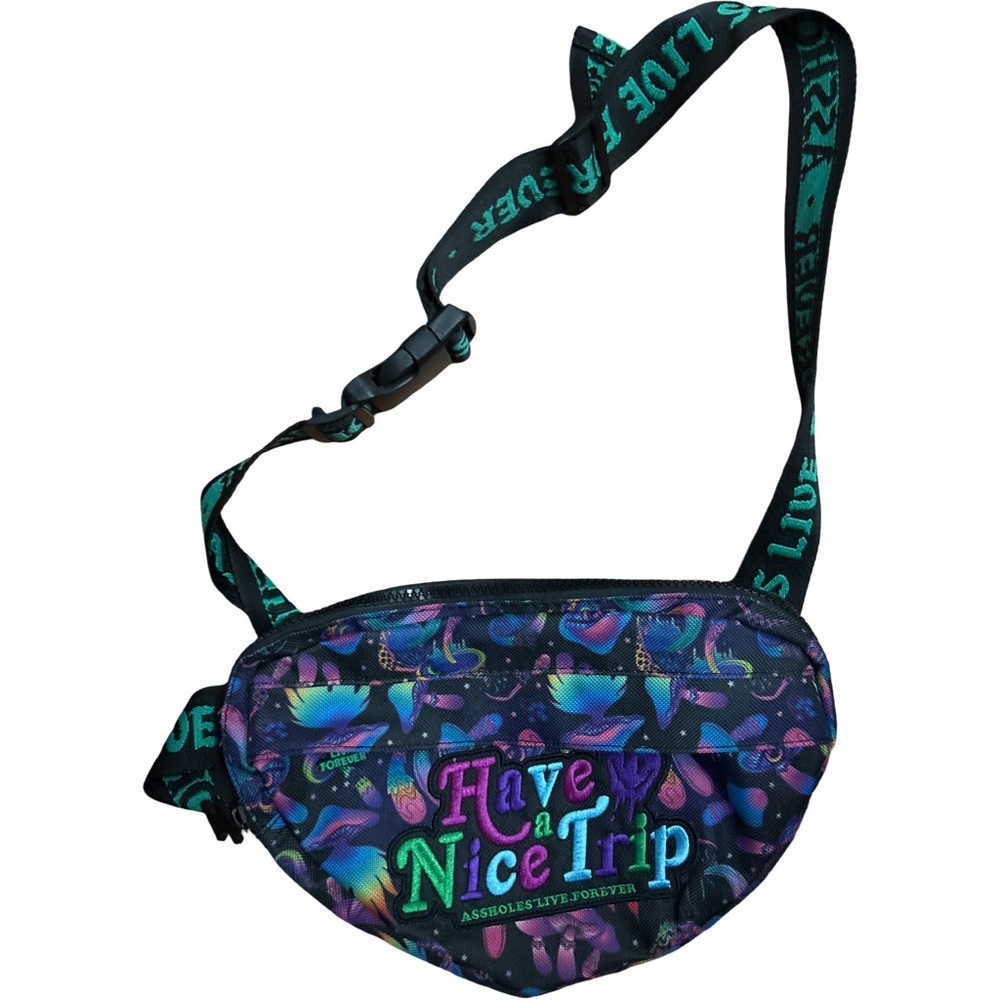 A.L.F “have a nice trip” Mushroom Graphic Crossbody Bag